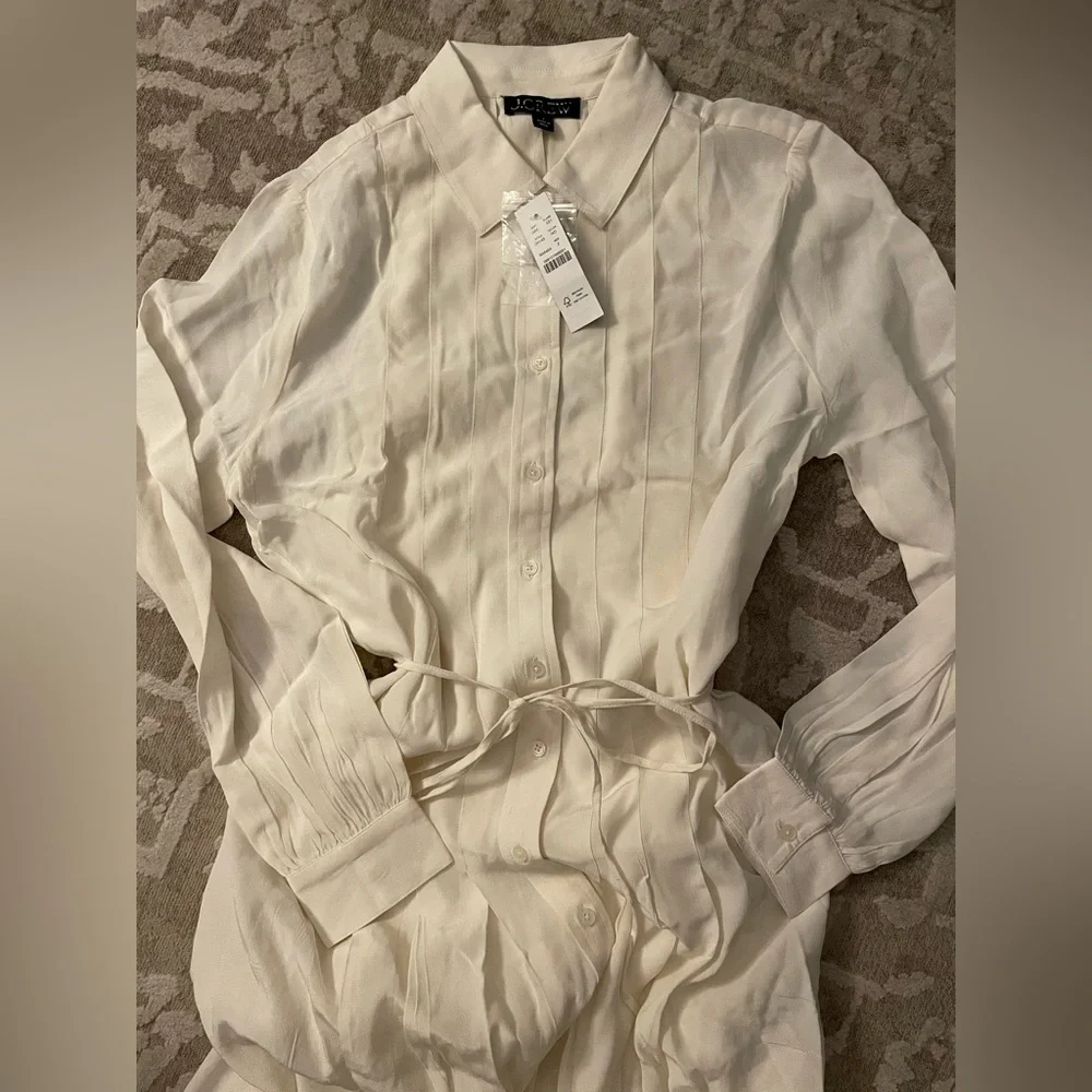 J. Crew Cream Long Sleeve Maxi Shirt Dress